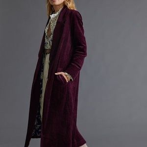 SOLD Anthropologie Corduroy Duster Jacket Plum Aubergine Purple 8